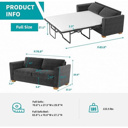 Mixoy Modern Pull Out Sofa Bed,Velvet Sleeper Loveseat Couch Bed