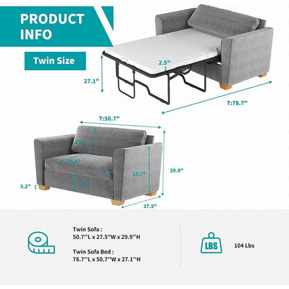 Mixoy Modern Pull Out Sofa Bed,Velvet Sleeper Loveseat Couch Bed