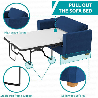 Mixoy Modern Pull Out Sofa Bed,Velvet Sleeper Loveseat Couch Bed