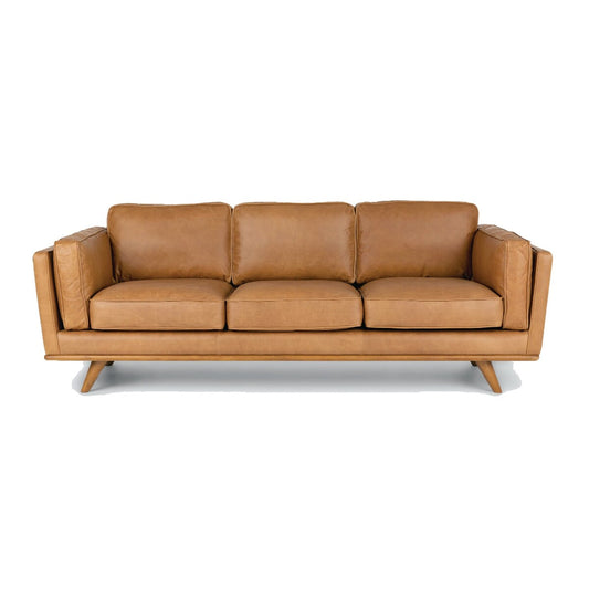 Macadamia Top Grain Leather Cognac Sofa