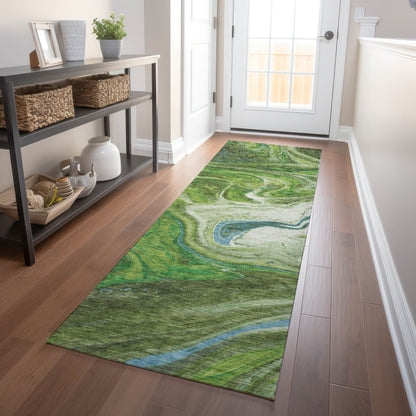 Machine Washable Indoor/ Outdoor Abstract Brushstroke Chantille Rug