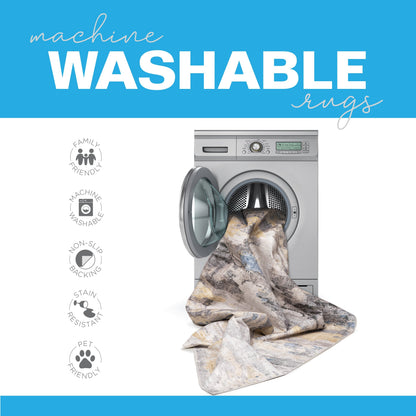 Vista Home Marissa, waschbarer abstrakter Teppich für den Innenbereich, Grau/Blau