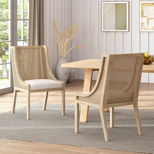 Maurers Esszimmerstühle aus Rohrgeflecht und Holz (2er-Set) von Christopher Knight Home