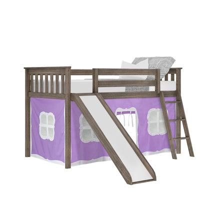 Max and Lily Twin Low Loft mit Rutsche und Vorhängen
