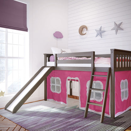 Max and Lily Twin Low Loft mit Rutsche und Vorhängen