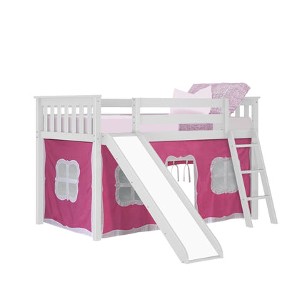 Max and Lily Twin Low Loft mit Rutsche und Vorhängen