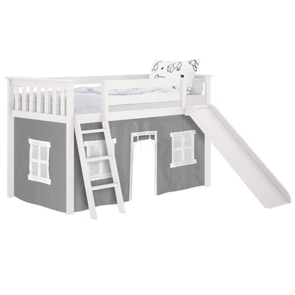 Max and Lily Twin Low Loft mit Rutsche und Vorhängen