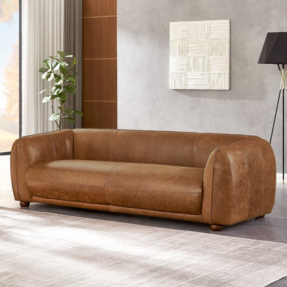 Mayla Mid Century Modern Luxury Italian Leather Couch