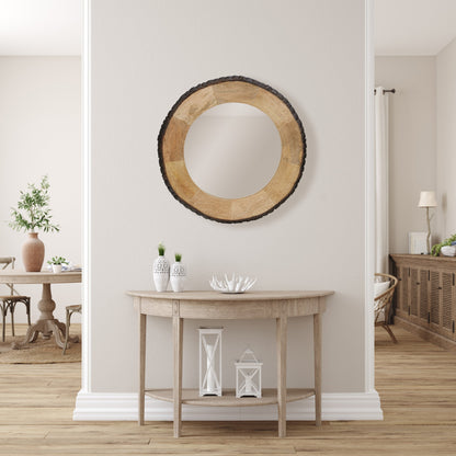 Runder Wandspiegel Meredith aus Holz mit natürlicher Kante von River of Goods – 30,5 x 1 x 30,5