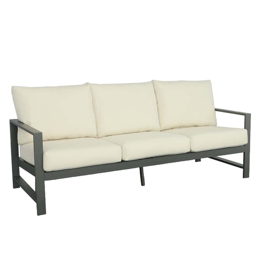 Metal Outdoor Sofa with Cushions - 77 - Gray and Beige