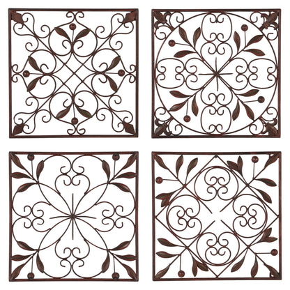 Wanddekoration mit Metallrollen – 4er-Set, Dunkelbraun – Roche River Decor