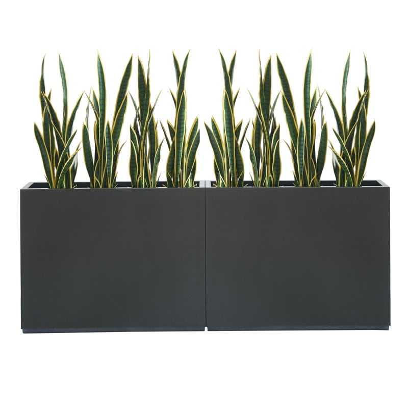 Schwerer Pflanzkasten aus Metall für Pflanzen im Freien, 38L x 10B x 30H Zoll hoch und lang, Pflanzkasten mit Metalltrennwand – 38 x 30 x 10
