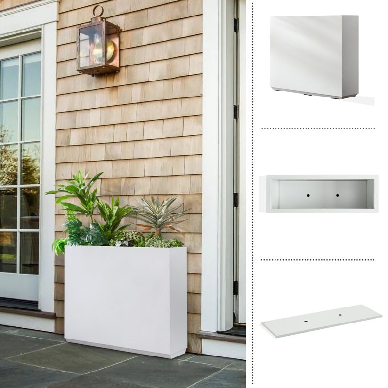 Schwerer Pflanzkasten aus Metall für Pflanzen im Freien, 38L x 10B x 30H Zoll hoch und lang, Pflanzkasten mit Metalltrennwand – 38 x 30 x 10