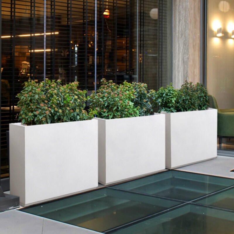 Schwerer Pflanzkasten aus Metall für Pflanzen im Freien, 38L x 10B x 30H Zoll hoch und lang, Pflanzkasten mit Metalltrennwand – 38 x 30 x 10