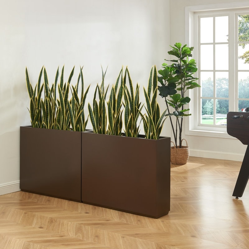 Schwerer Pflanzkasten aus Metall für Pflanzen im Freien, 38L x 10B x 30H Zoll hoch und lang, Pflanzkasten mit Metalltrennwand – 38 x 30 x 10