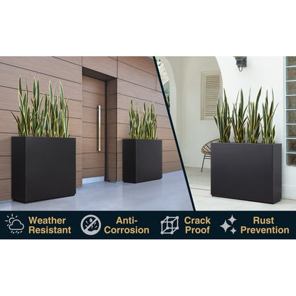 Schwerer Pflanzkasten aus Metall für Pflanzen im Freien, 38L x 10B x 30H Zoll hoch und lang, Pflanzkasten mit Metalltrennwand – 38 x 30 x 10
