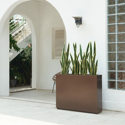 Schwerer Pflanzkasten aus Metall für Pflanzen im Freien, 38L x 10B x 30H Zoll hoch und lang, Pflanzkasten mit Metalltrennwand – 38 x 30 x 10