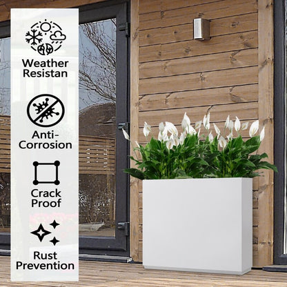 Schwerer Pflanzkasten aus Metall für Pflanzen im Freien, 38L x 10B x 30H Zoll hoch und lang, Pflanzkasten mit Metalltrennwand – 38 x 30 x 10