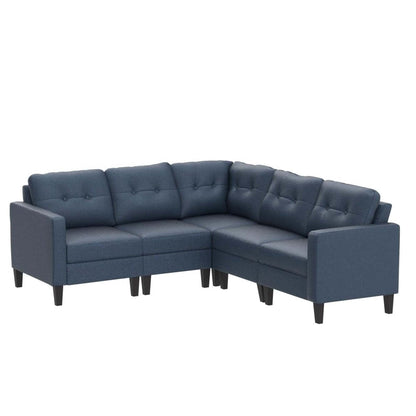Mid-Century 5-Piece Modular Sectional Sofa with Button-Tufted Cushions for Living Room