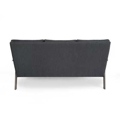 Mid Century Button Tufted 3-seater Sofa with Rubberwood Legs