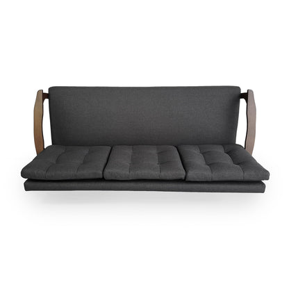 Mid Century Button Tufted 3-seater Sofa with Rubberwood Legs
