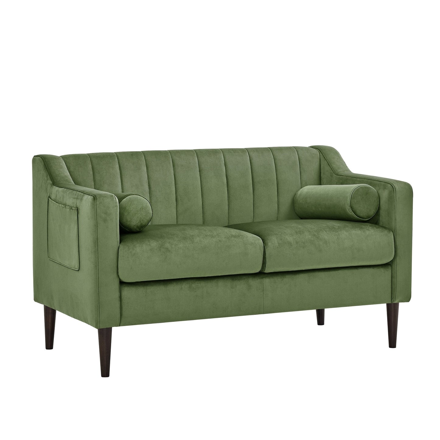 Mid Century Modern 55 Velvet Loveseat Chesterfield Upholstered Sofa with Wooden Frame and Pillows for Living Room
