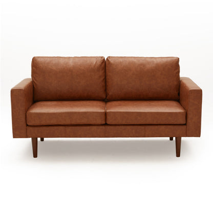 Mid Century Modern 65 Faux leather Loveseat Sofas Solid Wooden Frame and Padded Cushion for Living Room