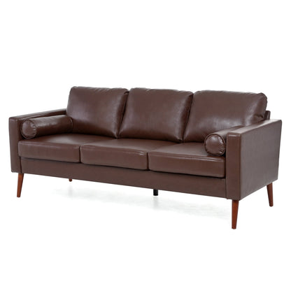 Mid Century Modern 76.7 PU 3-seater Sofa with iron wood structure for Living Room