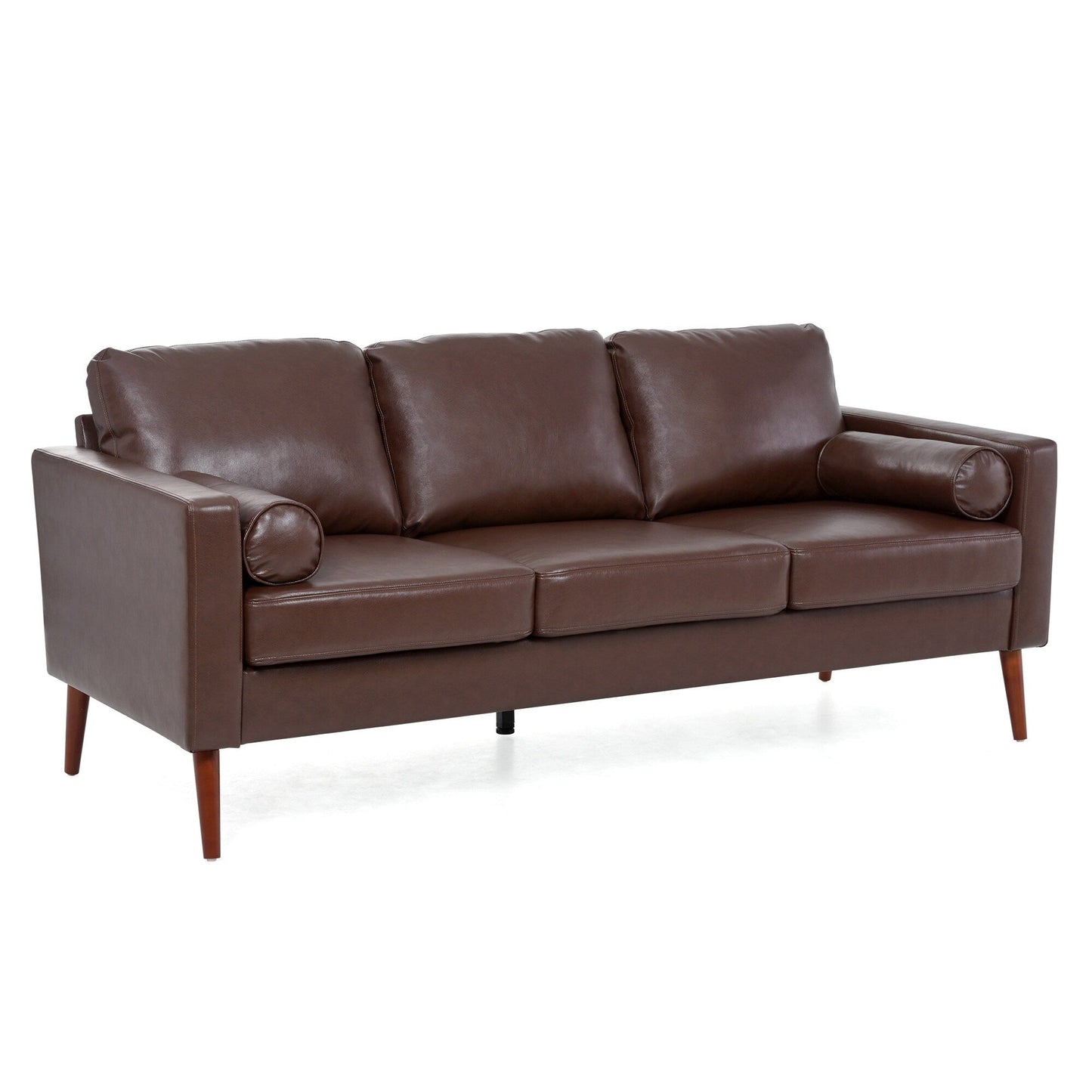 Mid Century Modern 76.7 PU 3-seater Sofa with iron wood structure for Living Room