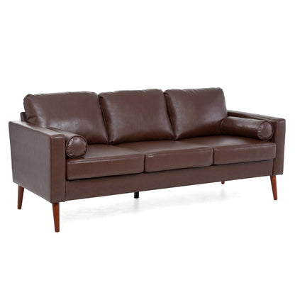 Mid Century Modern 76.7 PU 3-seater Sofa with iron wood structure for Living Room