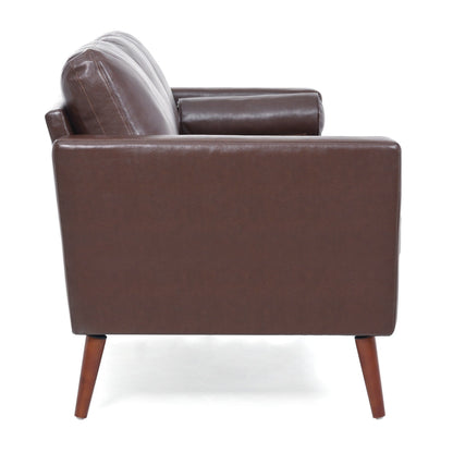Mid Century Modern 76.7 PU 3-seater Sofa with iron wood structure for Living Room