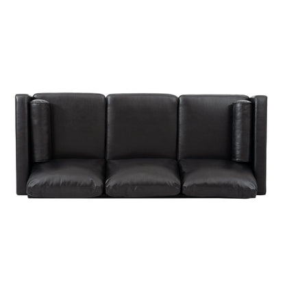 Mid Century Modern 76.7 PU 3-seater Sofa with iron wood structure for Living Room