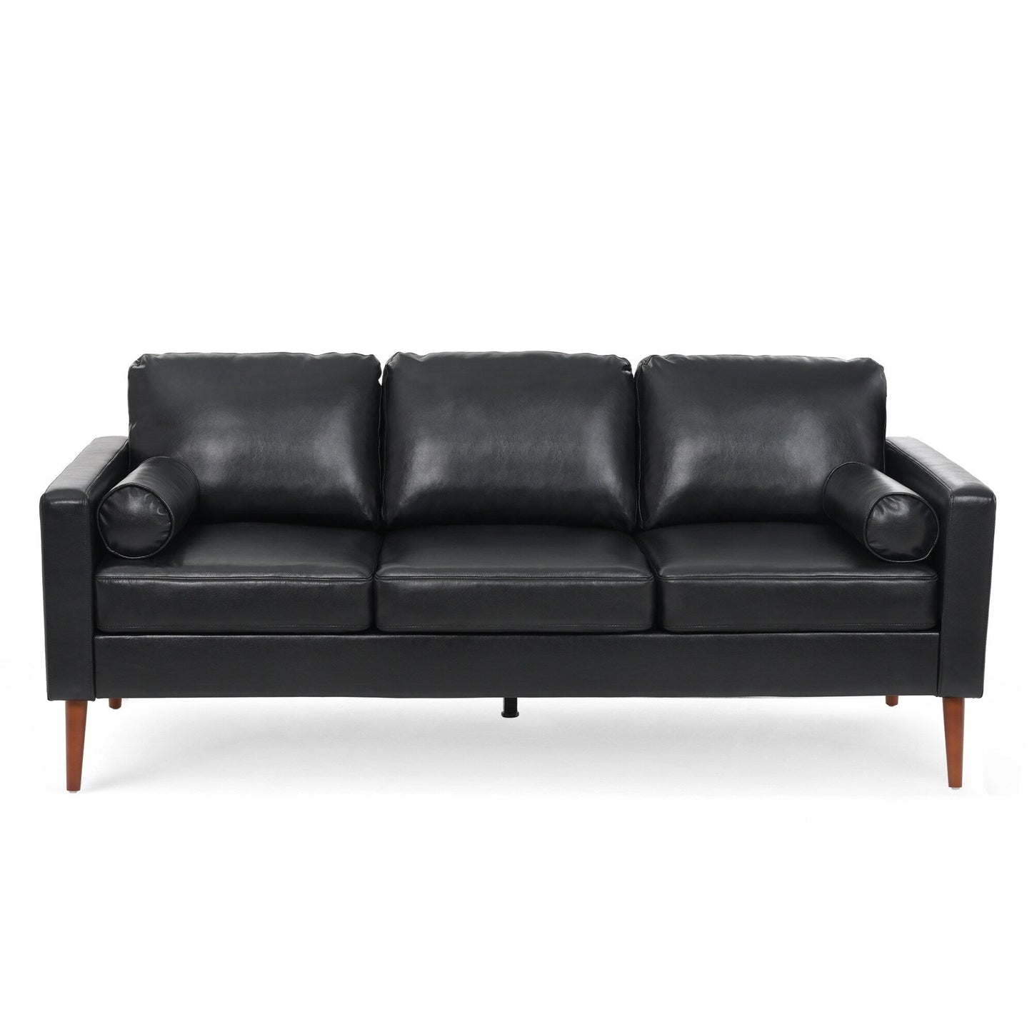 Mid Century Modern 76.7 PU 3-seater Sofa with iron wood structure for Living Room