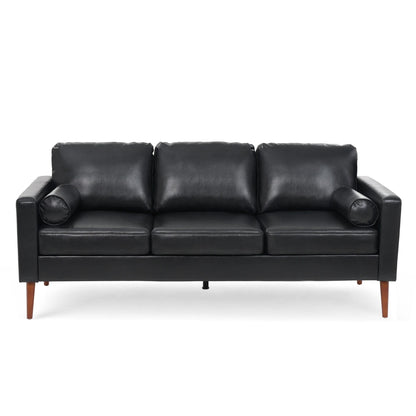 Mid Century Modern 76.7 PU 3-seater Sofa with iron wood structure for Living Room