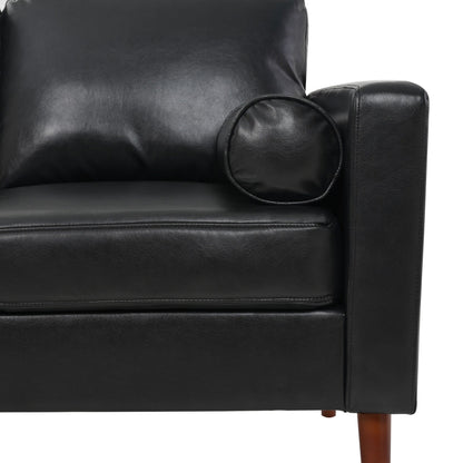 Mid Century Modern 76.7 PU 3-seater Sofa with iron wood structure for Living Room
