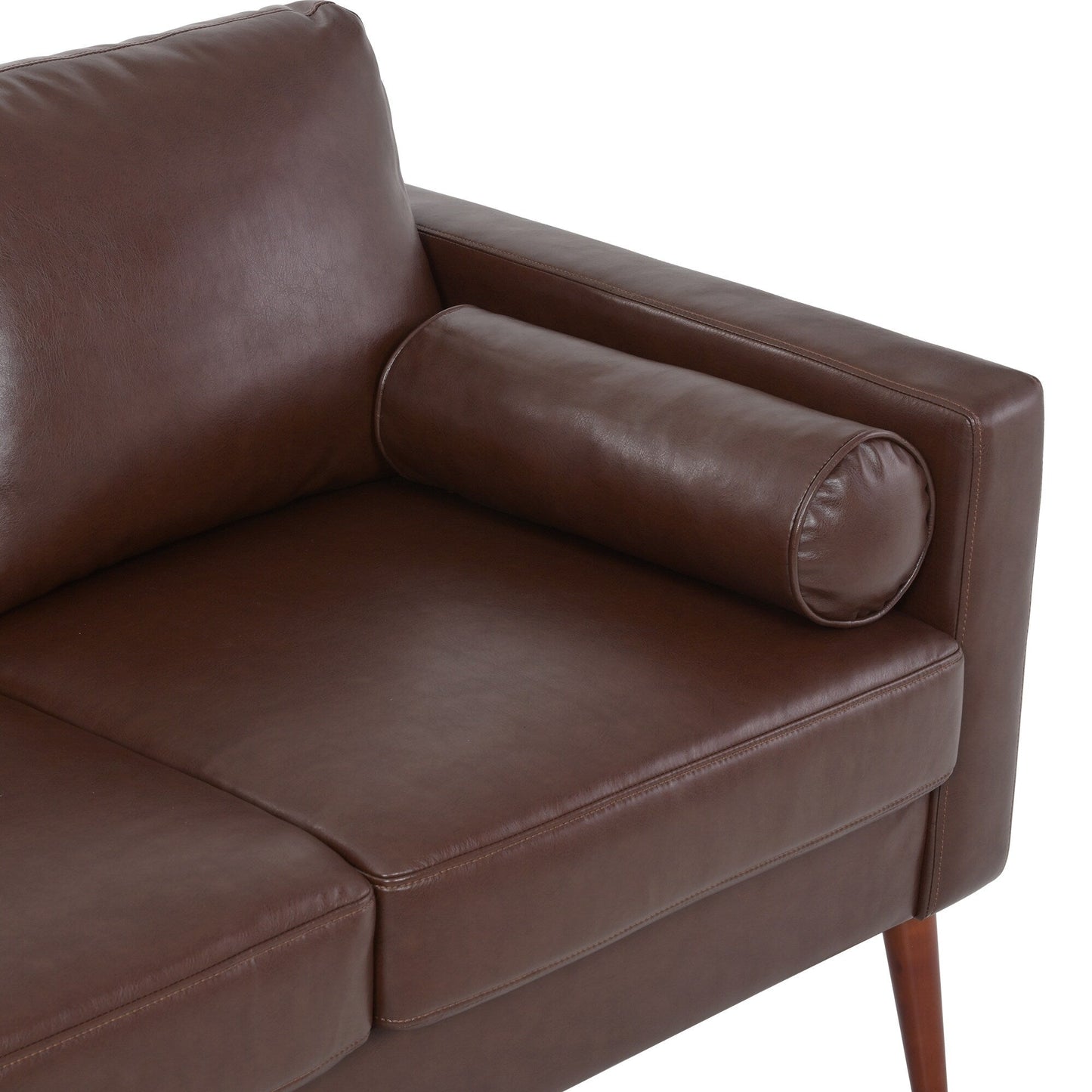 Mid Century Modern 76.7 PU 3-seater Sofa with iron wood structure for Living Room