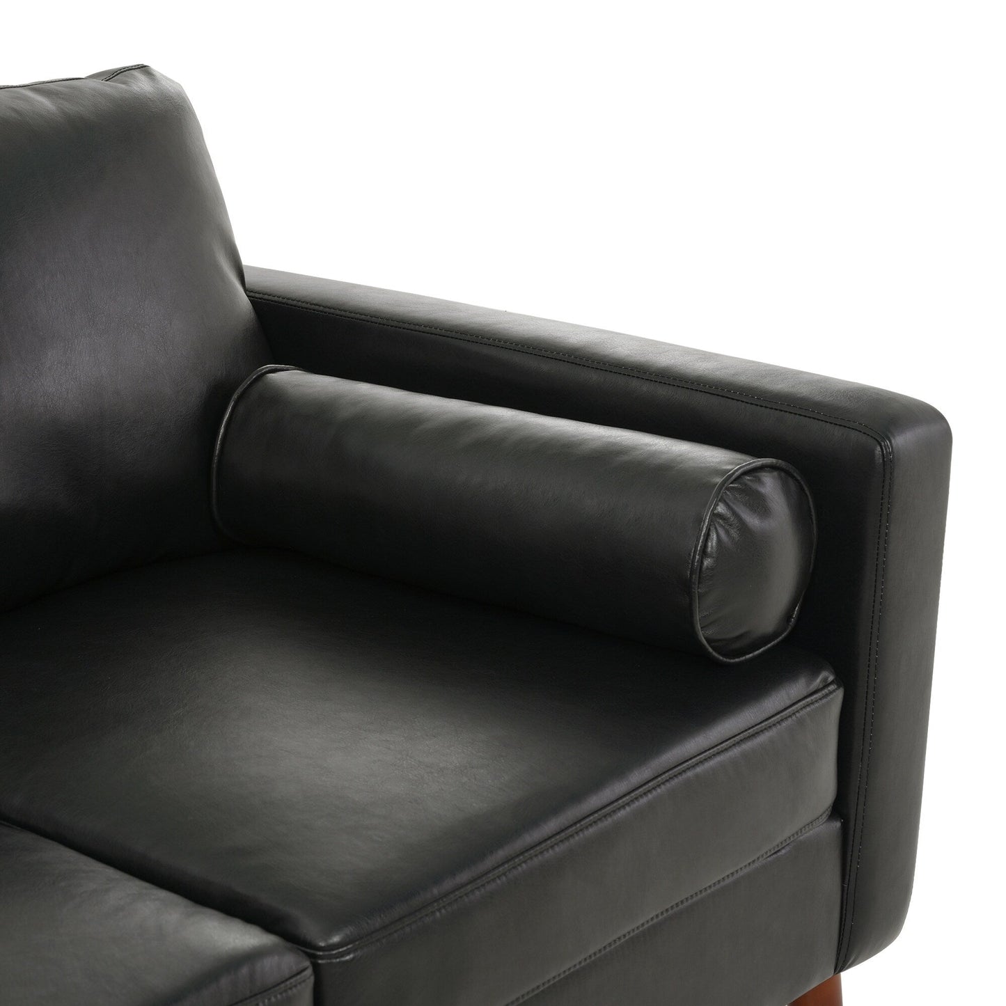 Mid Century Modern 76.7 PU 3-seater Sofa with iron wood structure for Living Room