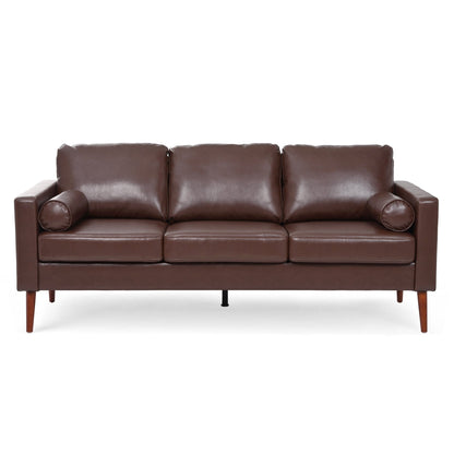 Mid Century Modern 76.7 PU 3-seater Sofa with iron wood structure for Living Room