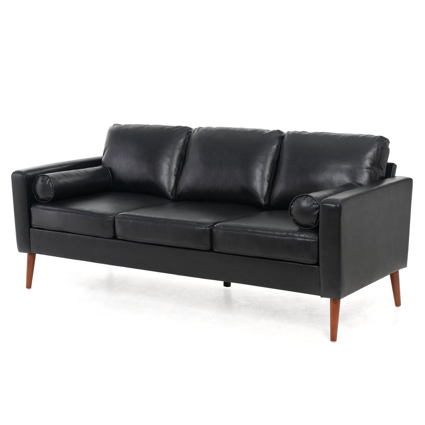 Mid Century Modern 76.7 PU 3-seater Sofa with iron wood structure for Living Room