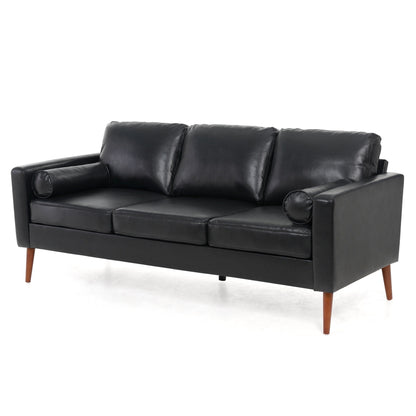 Mid Century Modern 76.7 PU 3-seater Sofa with iron wood structure for Living Room