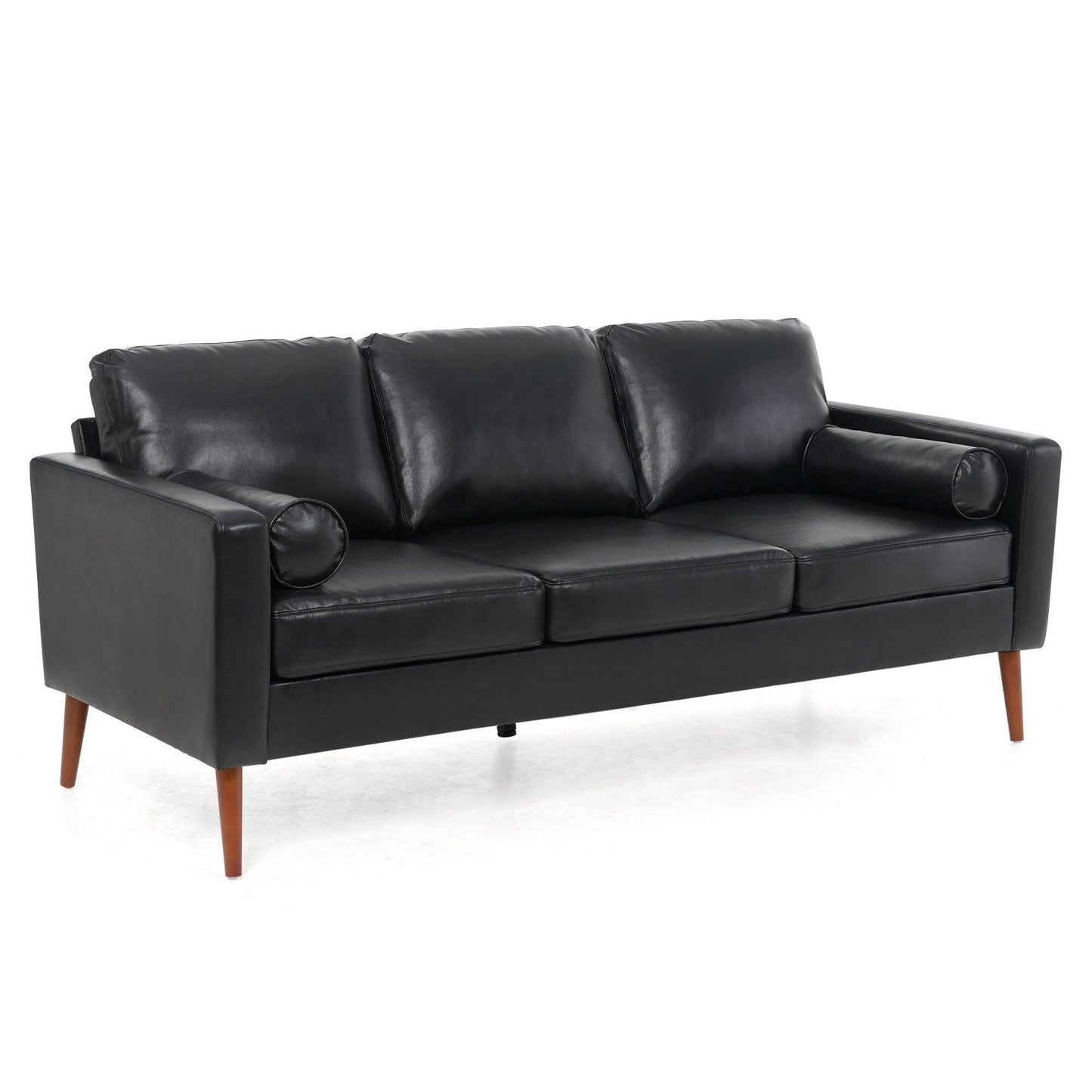 Mid Century Modern 76.7 PU 3-seater Sofa with iron wood structure for Living Room