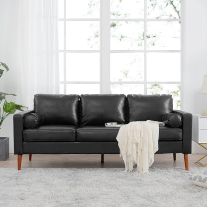 Mid Century Modern 76.7 PU 3-seater Sofa with iron wood structure for Living Room