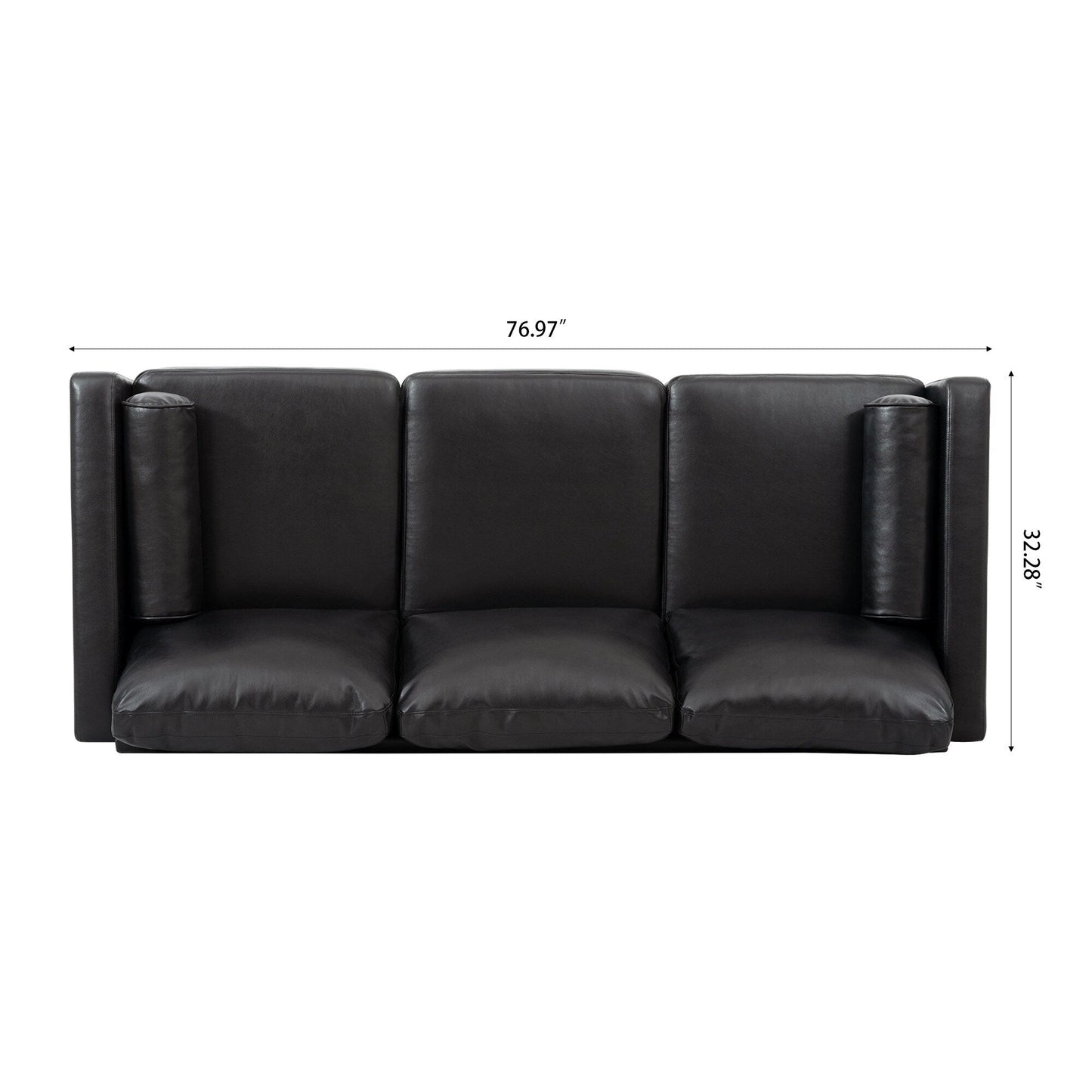 Mid Century Modern 76.7 PU 3-seater Sofa with iron wood structure for Living Room