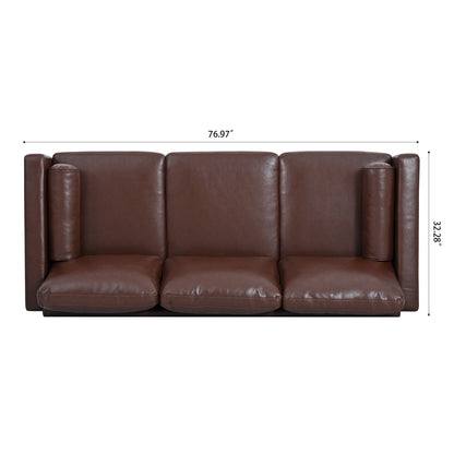 Mid Century Modern 76.7 PU 3-seater Sofa with iron wood structure for Living Room