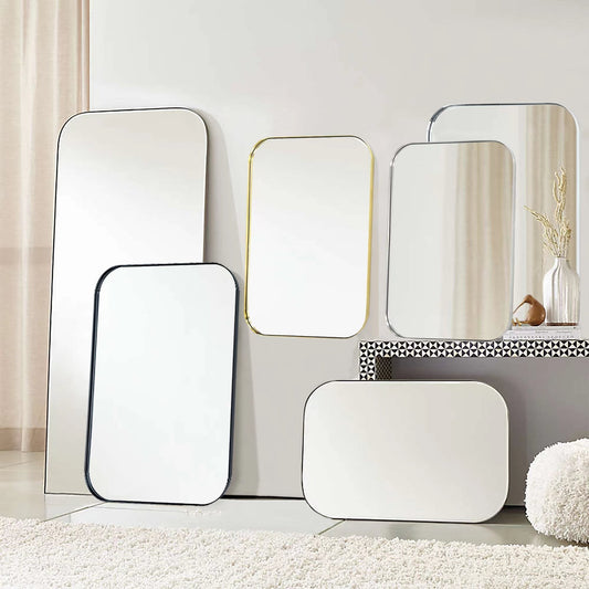 TEHOME Mid-Century Modern Chic Metall Abgerundete Wandspiegel