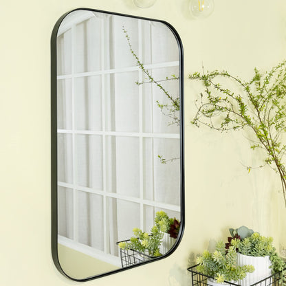 TEHOME Mid-Century Modern Chic Metall Abgerundete Wandspiegel