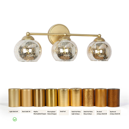 Moderne Badezimmer-Waschtischleuchte im Glamour-Gold-Stil aus der Mitte des Jahrhunderts, 3-flammige Wandleuchte mit Quecksilberglas – 21 L x 7 B x 8 H