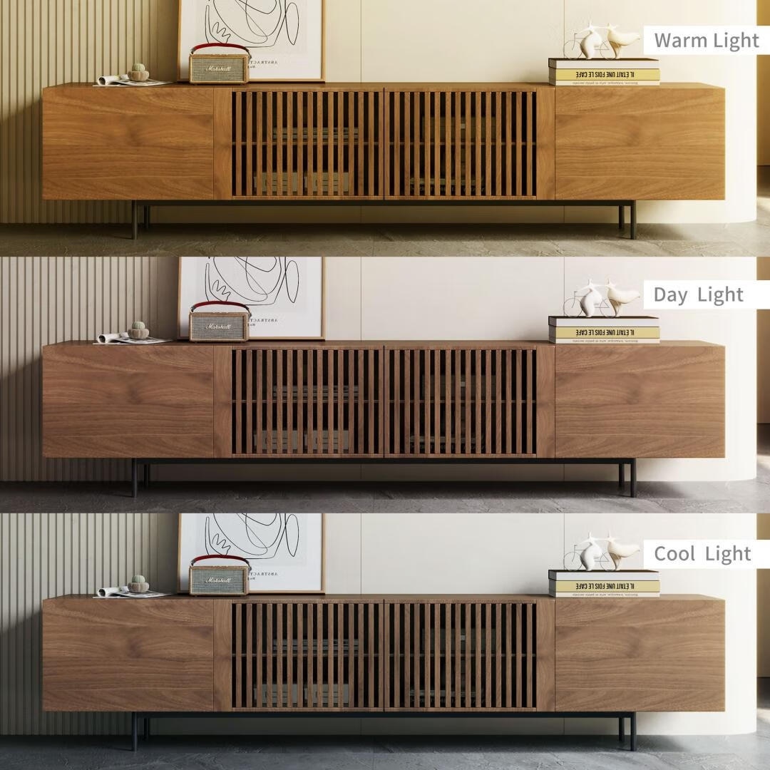 Mid-Century Modern TV-Ständer mit 4 Türen, Aufbewahrungsschränke, passend für Fernseher bis zu 100 Zoll, Entertainment-Center für das Wohnzimmer