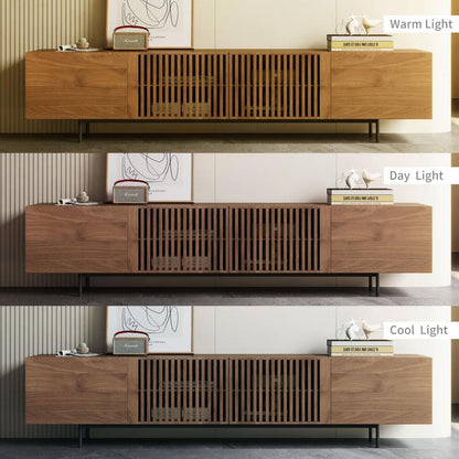 Mid-Century Modern TV-Ständer mit 4 Türen, Aufbewahrungsschränke, passend für Fernseher bis zu 100 Zoll, Entertainment-Center für das Wohnzimmer