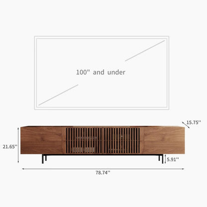 Mid-Century Modern TV-Ständer mit 4 Türen, Aufbewahrungsschränke, passend für Fernseher bis zu 100 Zoll, Entertainment-Center für das Wohnzimmer